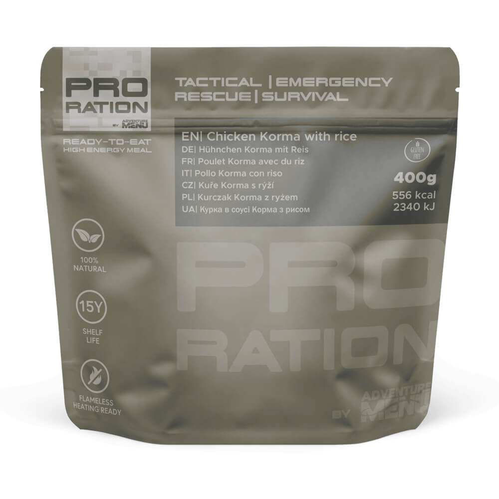 Pro Ration tactical emergency rescue survival food package on a white background