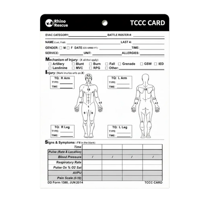 Rhino Rescue TCCC Card RR-TC-01 - Έντυπο Καταγραφής Τραυματία Μάχης