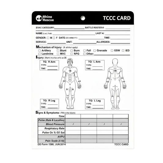 Rhino Rescue TCCC Card RR-TC-01 - Έντυπο Καταγραφής Τραυματία Μάχης