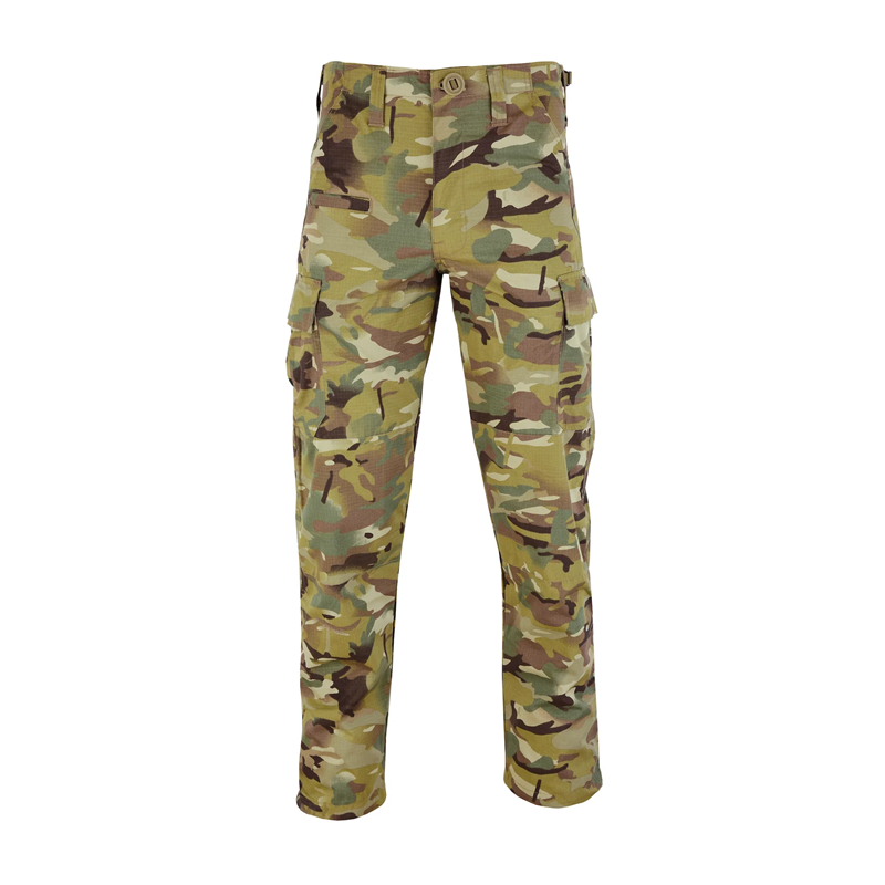 Camouflage pants on a white background