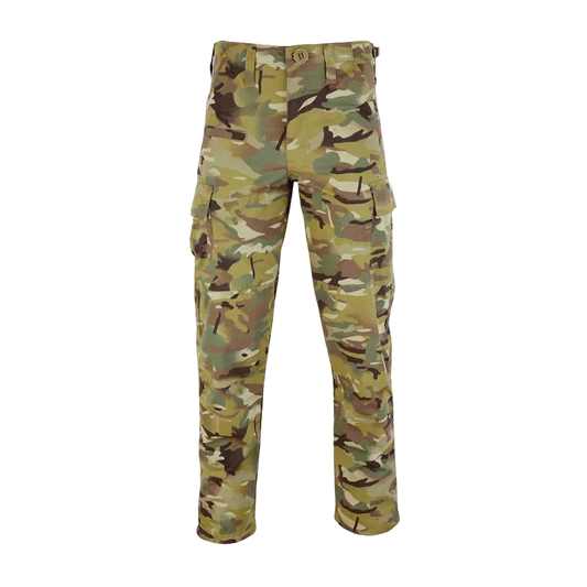 Camouflage pants on a white background