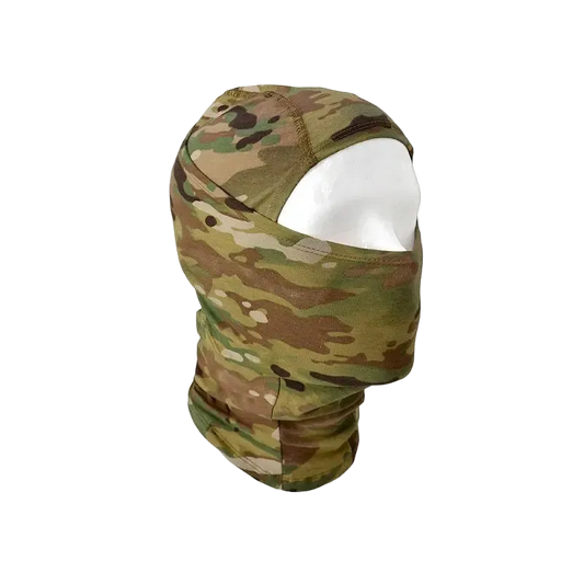 Camouflage balaclava on a white background
