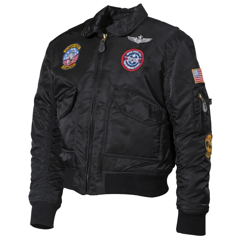 MFH US Kids Pilot Jacket CWU Black - Παιδικό Τζάκετ Πιλότου με Patches