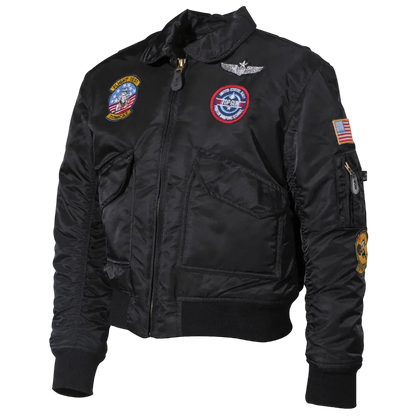 MFH US Kids Pilot Jacket CWU Black - Παιδικό Τζάκετ Πιλότου με Patches
