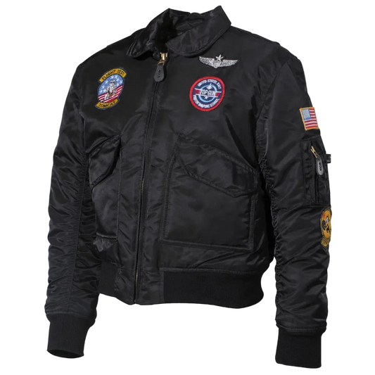 MFH US Kids Pilot Jacket CWU Black - Παιδικό Τζάκετ Πιλότου με Patches