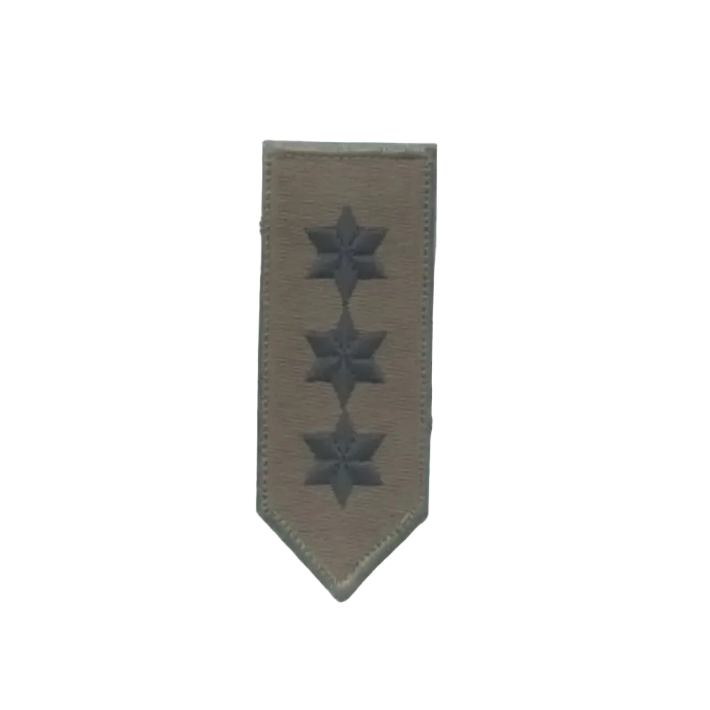 Military rank insignia with three stars on a white background
