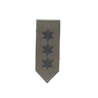 Military rank insignia with three stars on a white background