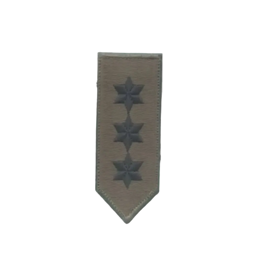Military rank insignia with three stars on a white background