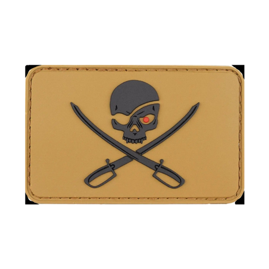 Velcro Patch, 3D, "Skull with Swords", coyote tan
