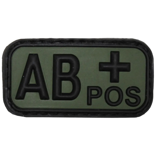 MFH 3D Velcro Patch "AB POS" Black/OD Green - Τακτικό Σήμα Ομάδας Αίματος