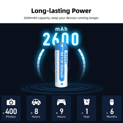 XTAR AA 1.2 V 2600 mAh Ni-MH Rechargeable Battery – Pack of 4 NSO Gear 