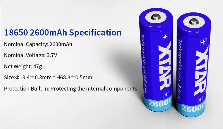 XTAR Rechargeable 3.6V Protected 18650 3300mAh NSO Gear Batteries