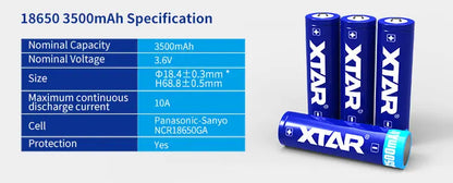 XTAR Rechargeable 3.6V Protected 18650 3300mAh NSO Gear Batteries