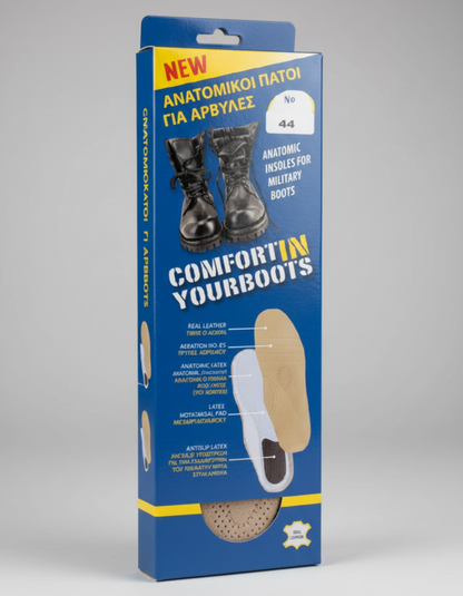Box of Comfortin YourBoots with images of boots and text on a gray background