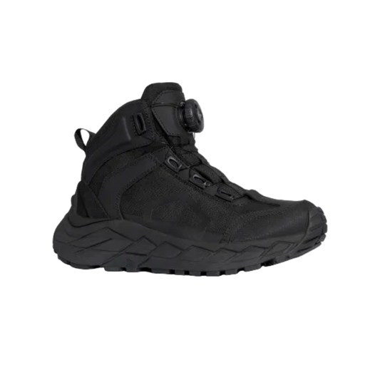 Black high-top sneaker on a white background