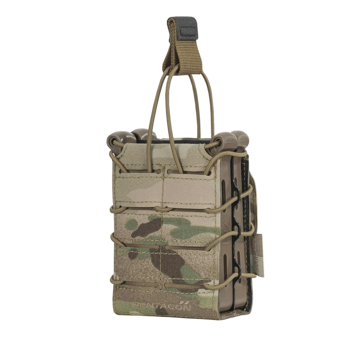Pentagon Elpis double rifle magazine pouch in Multicam, front view