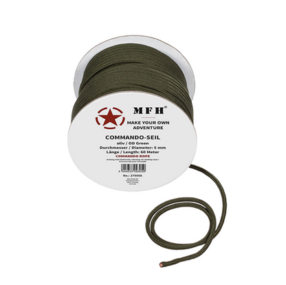 Spool of green rope with MFH branding on a white background