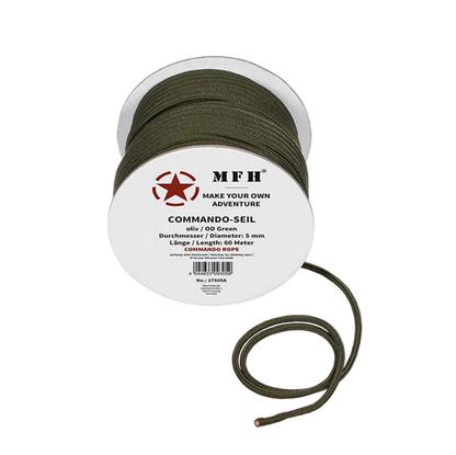Spool of green paracord with MFH branding on a white background