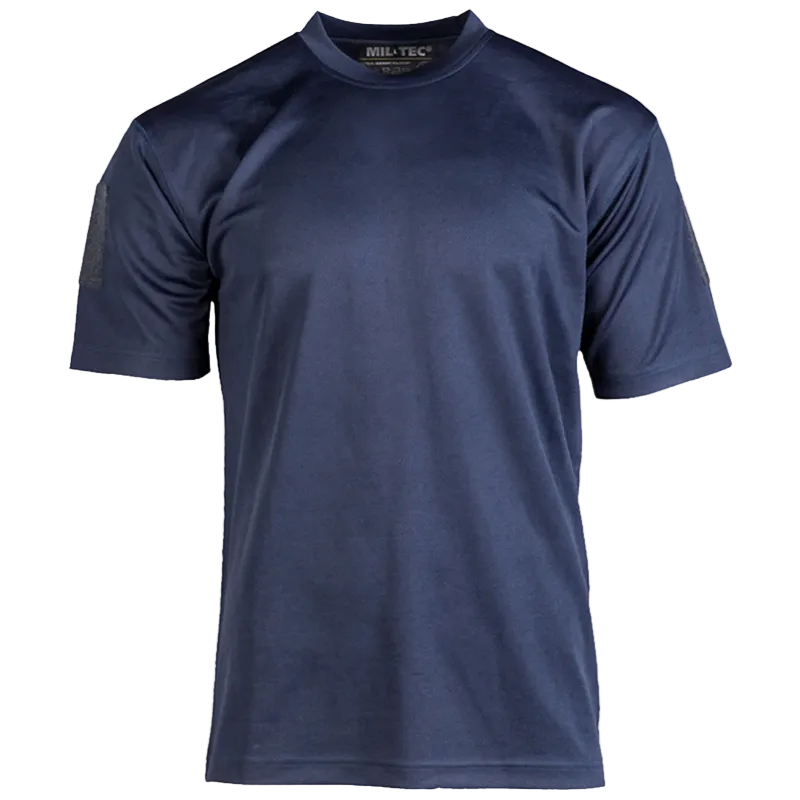 Navy blue t-shirt with Mil-Tec branding on a white background