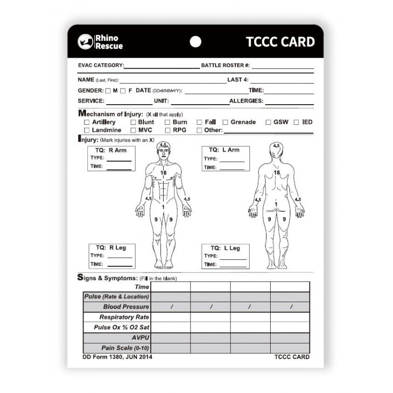 RHINO RESCUE - TCCC Card NSO Gear First Aid
