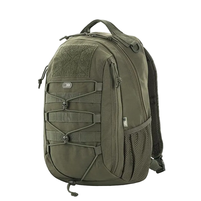 Green tactical backpack on a white background