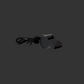 Black whistle with lanyard on a white background