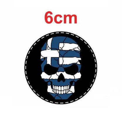 Greek Flag Skull - Round Velcro Patch 6cm NSO Gear Velcro Patches