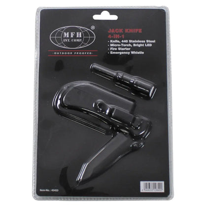 Jack Knife, one-handed, 4 in 1, black, plastic handle NSO Gear