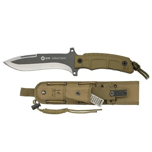 K25 Knife, Titanium Coated,TAN, 31959+sharpener NSO Gear Hunting & Survival Knives