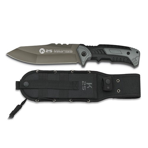 K25, Tactical Knife, Grey/Black, 14cm NSO Gear Hunting & Survival Knives