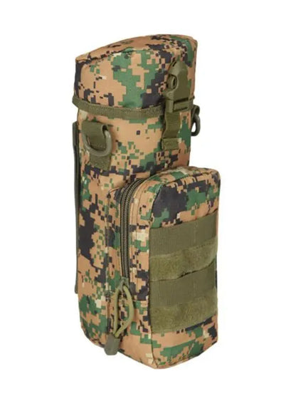 Molle Water Bottle PouchFeatures:* Made by high density nylon material* Able to attach to any molle webbing vest, bag, backpack or duty belt.  * Zipper opening for the main pouch, able to sNSO Gear