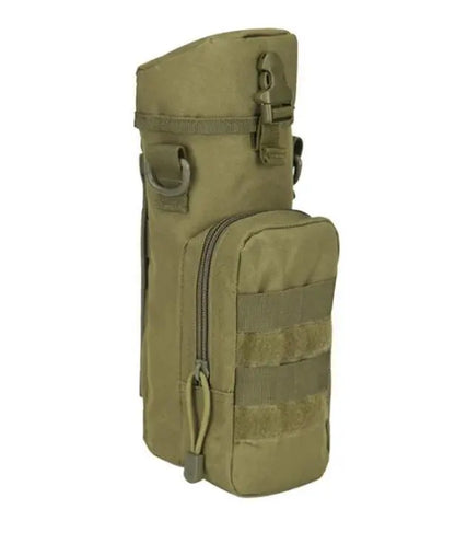 Molle Water Bottle PouchFeatures:* Made by high density nylon material* Able to attach to any molle webbing vest, bag, backpack or duty belt.  * Zipper opening for the main pouch, able to sNSO Gear