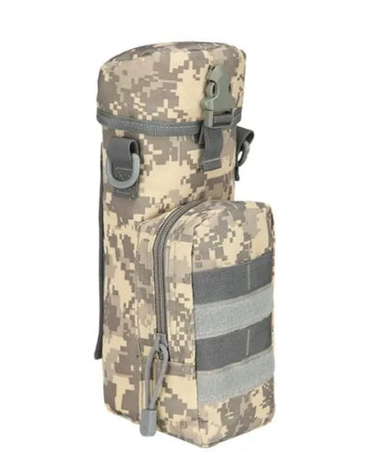 Molle Water Bottle PouchFeatures:* Made by high density nylon material* Able to attach to any molle webbing vest, bag, backpack or duty belt.  * Zipper opening for the main pouch, able to sNSO Gear