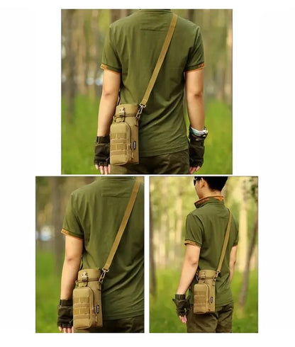 Molle Water Bottle PouchFeatures:* Made by high density nylon material* Able to attach to any molle webbing vest, bag, backpack or duty belt.  * Zipper opening for the main pouch, able to sNSO Gear