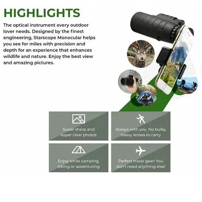 Monocular 40X60Monocular 40X60

Product Description 




Clear objective aperture
60mm


field of view
1500m


Focusing System
Central regulating wheel


Net weight
380g


Size
160NSO Gear