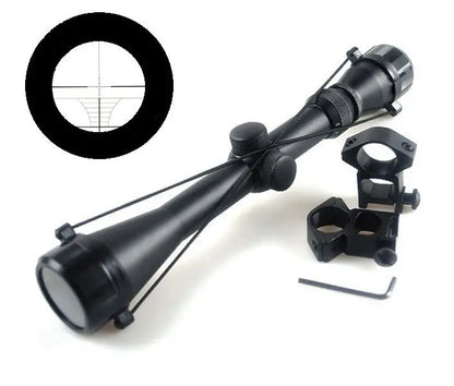 Rifle Scope 3-9x40Rifle Scope 3-9x40
Specifications

Magnification: 3 - 9 times
Objective Lens Dimension: 40mm
Product Color: Black
Length: 312 mm
Exit Pupil Diameter: 69.1 - 85.09 mmNSO Gear