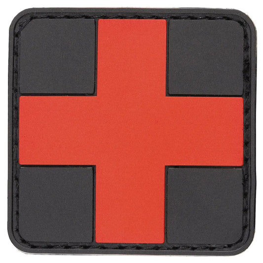 Velcro Patch, "FIRST AID", black-red, 3D, 5 x 5 cm NSO Gear
